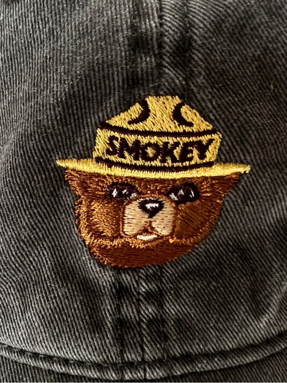 Smokey Bear Official Hat Cap Strapback One Size Grey Adjustable Distressed - Picture 2 of 5